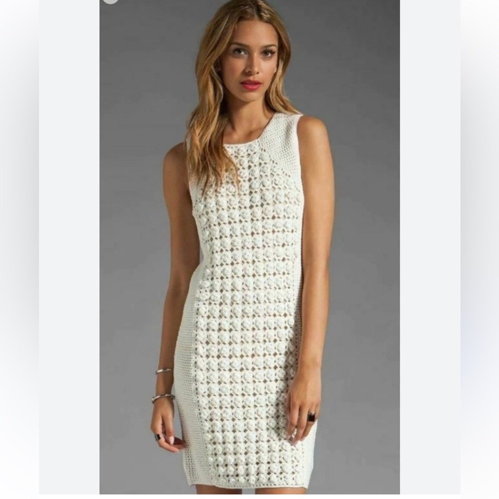 Diane von Furstenberg Thalia Crochet Dress in Sea Salt Size Small